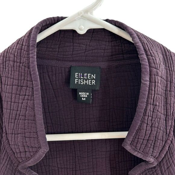 Eileen‎ Fisher Women’s M Open Front Blazer Jacket Purple Textured Dark Academia - Picture 2 of 5